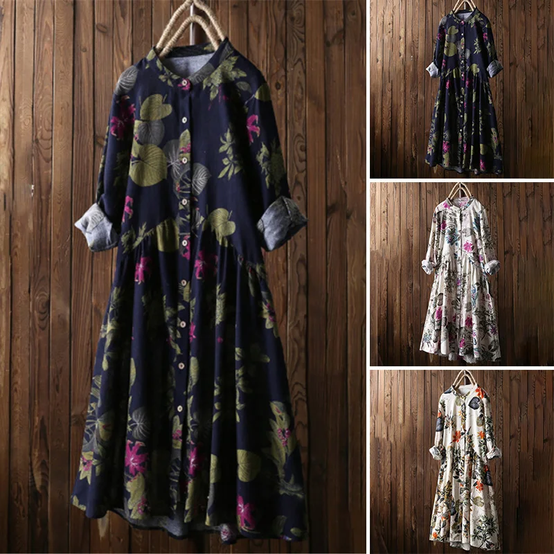 Женское платье большого размера модное вечернее с круглым вырезом и длинным