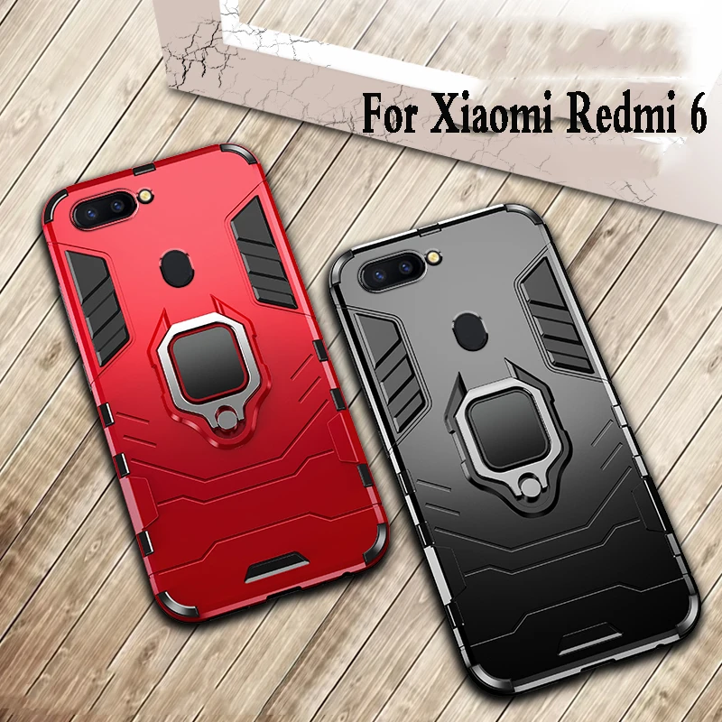 Защитный чехол с кольцом для xiaomi redmi 6 силиконовый чехол-бампер телефона чехлы
