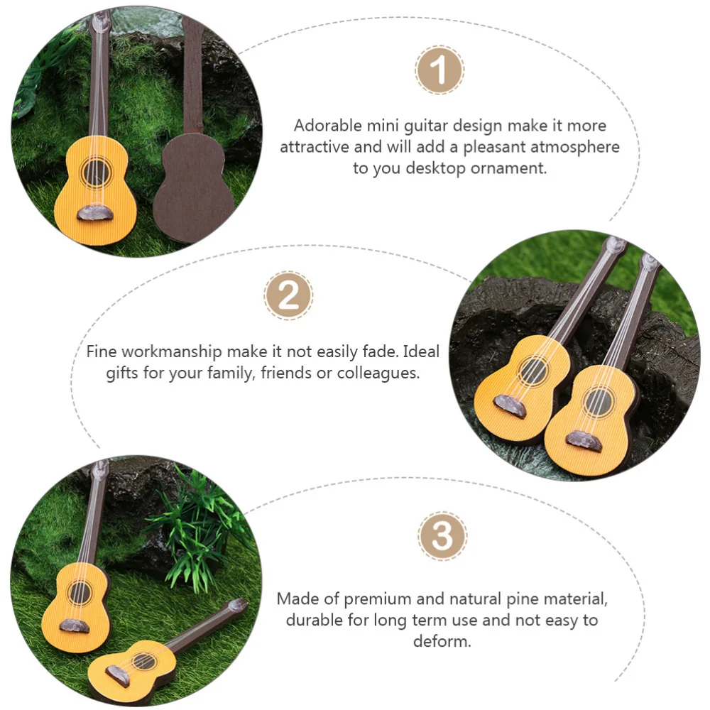 

3pcs Micro Guitar Decor Mini Guitar Decor for Mini House Musical World Supplies