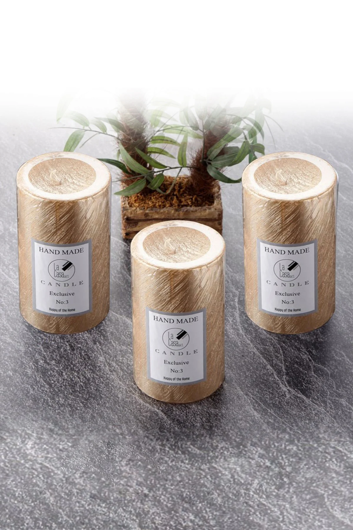 

3'lü Gilded Candle Big size