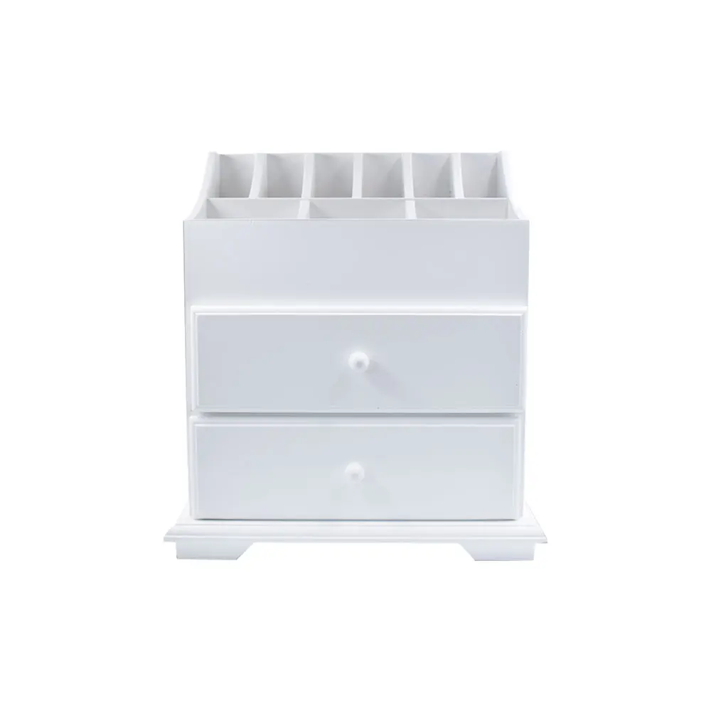 

White Wood Cosmetics Organizer Makeup & Beauty Accessories Storage Rack with Drawers for Neat & Organize Storing of Makeup Tools