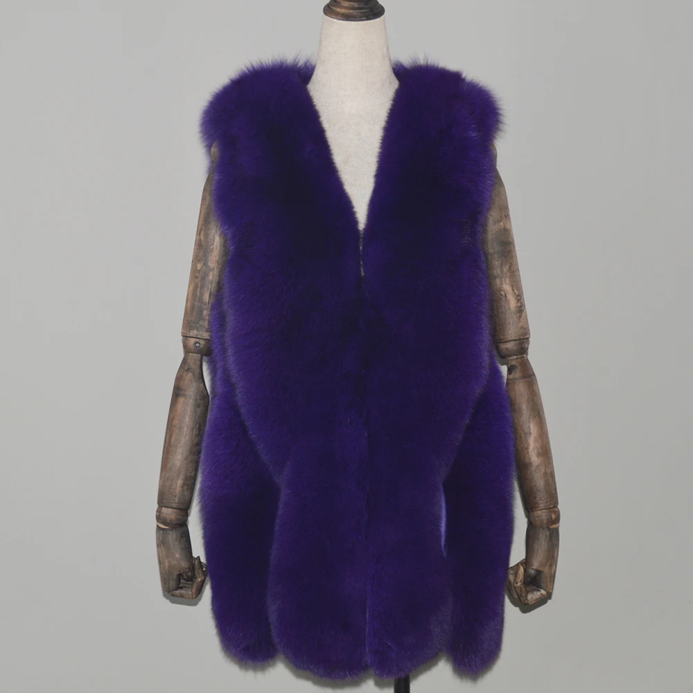 Лидер продаж женский жилет из натурального Лисьего меха зимний лисьего 100% пальто