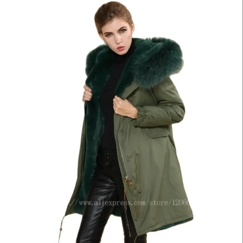 New Fashion 2017 Real fur coats for women large green collar coat parka factory supplier wholesale price | Женская одежда
