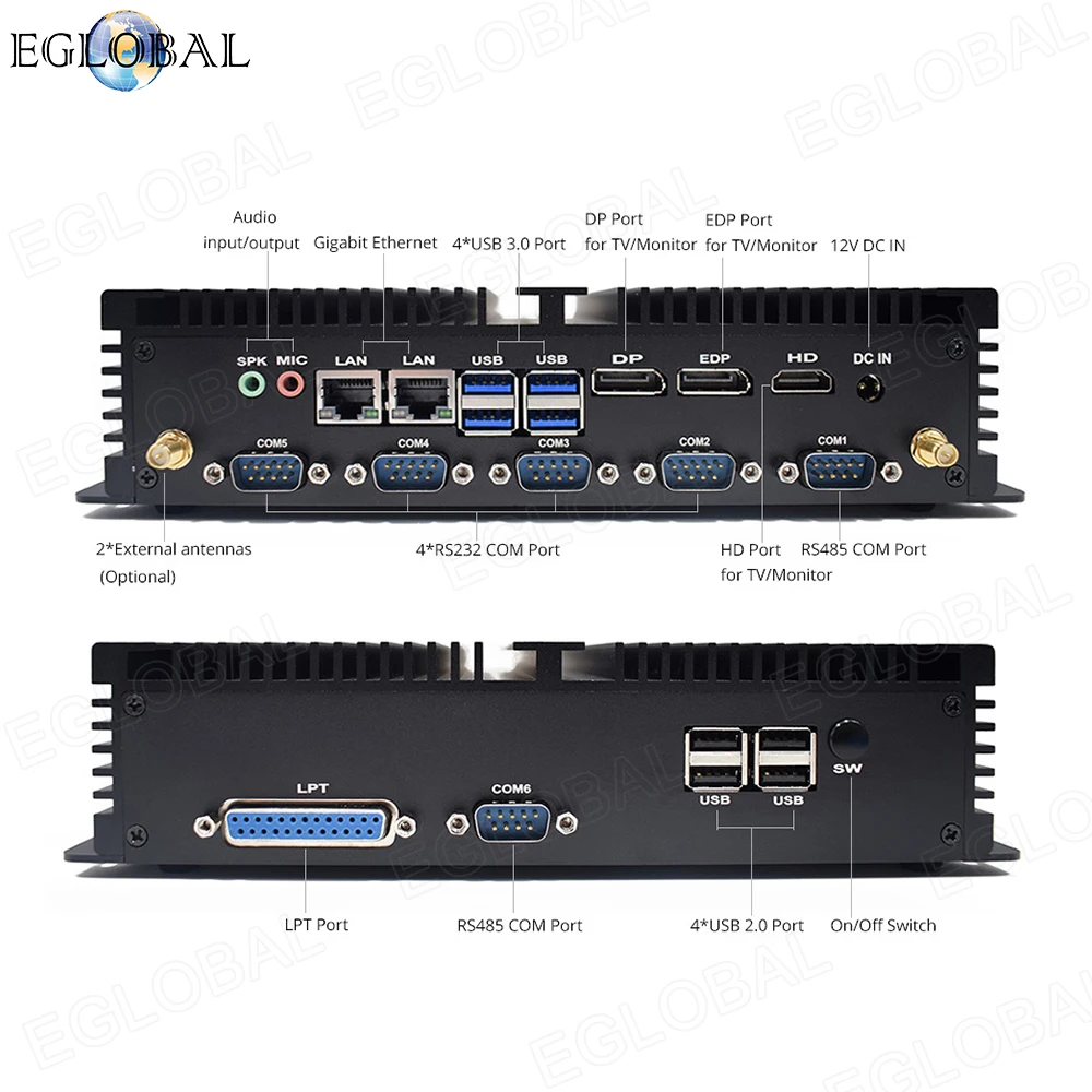 Eglobal промышленный Мини компьютер Intel Core i5 8250U оконные рамы ПК 3 Дисплей HDMI DP EDP