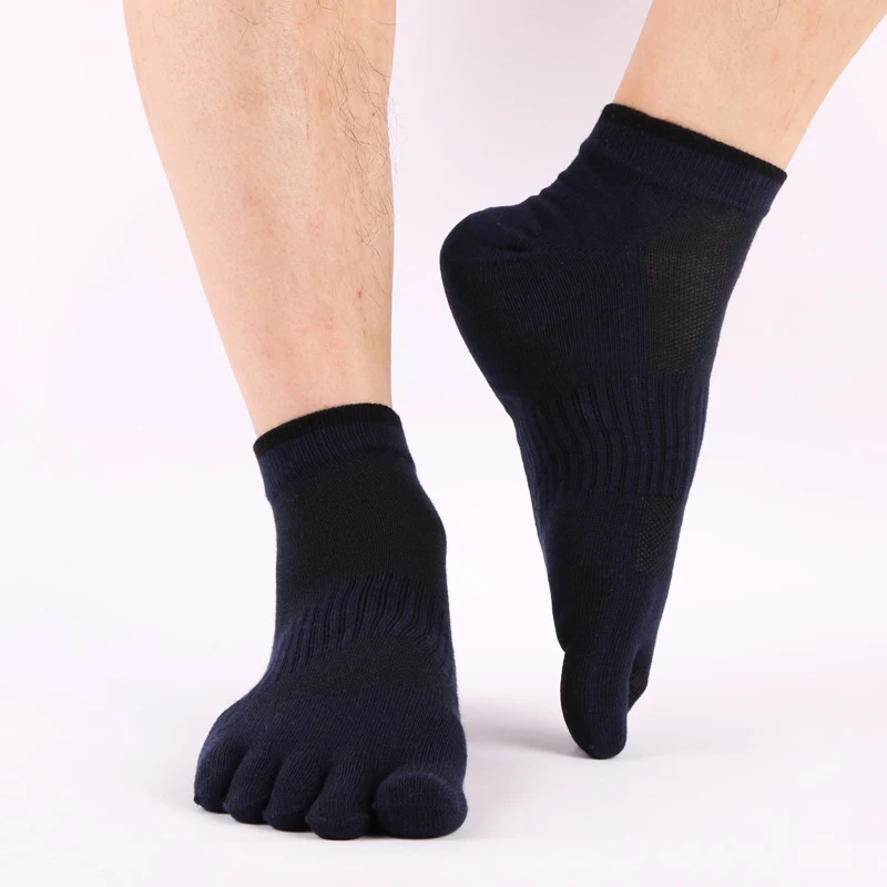 Носки мужские тонкие хлопковые для йоги 5 носков Дышащие Короткие черные серые