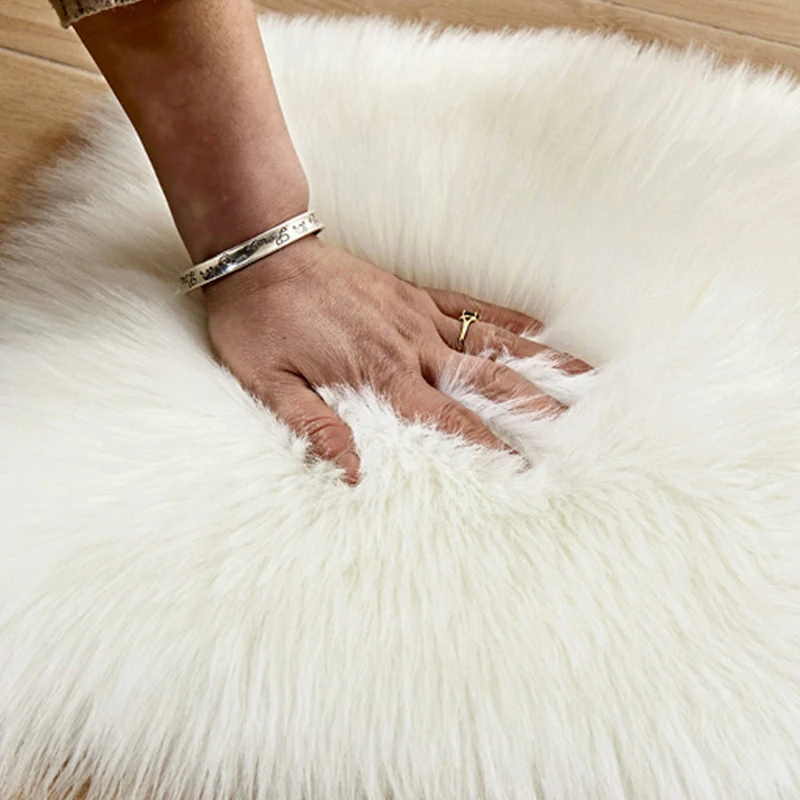 Artificial Wool Sheepskin Baby Room Bedroom Soft Area Mat Long Hairy Rug Blue White Pink Shaggy Carpet Love Heart Shape Fur Rugs | Дом и сад