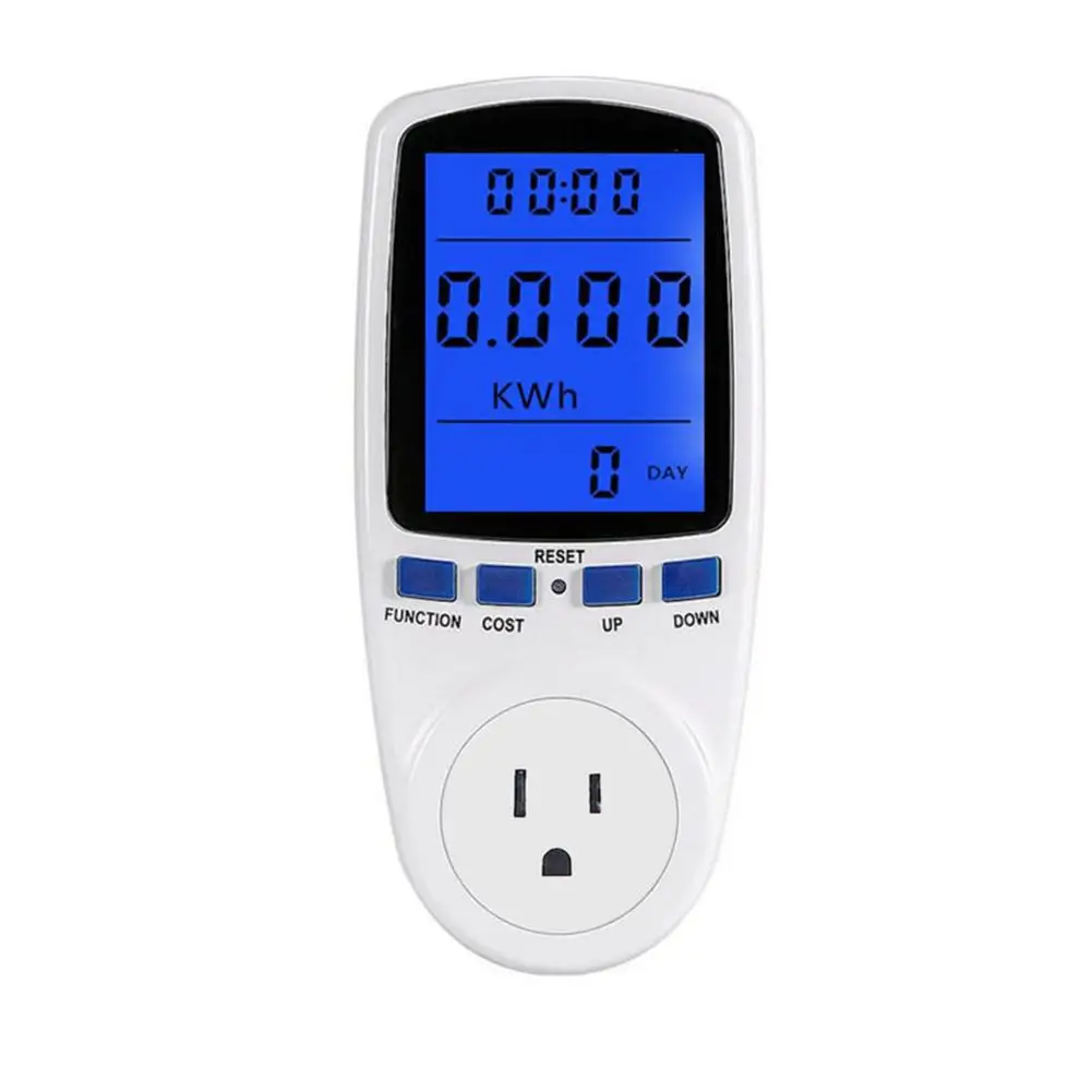 

Plug-in Energy Power Meter Electricity Usage Control Power Watt Voltage Amps Meter Measuring Socket LCD Display Overload Protect