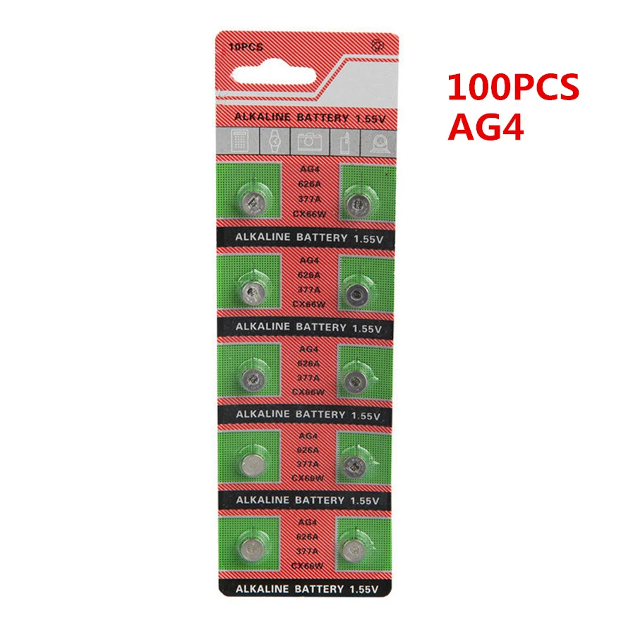 100 шт./лот AG4 377A 377 LR626 SR626SW SR66 LR66 часовая батарейка | Электроника