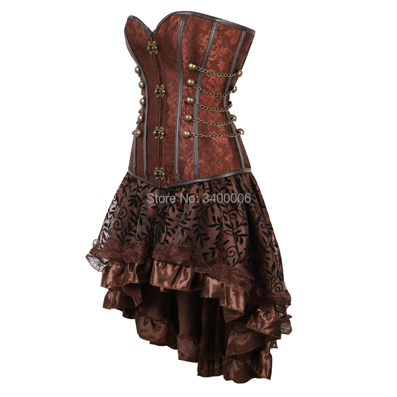 Корсет в стиле стимпанк бюстье парча пикантные готические панковские пряжки