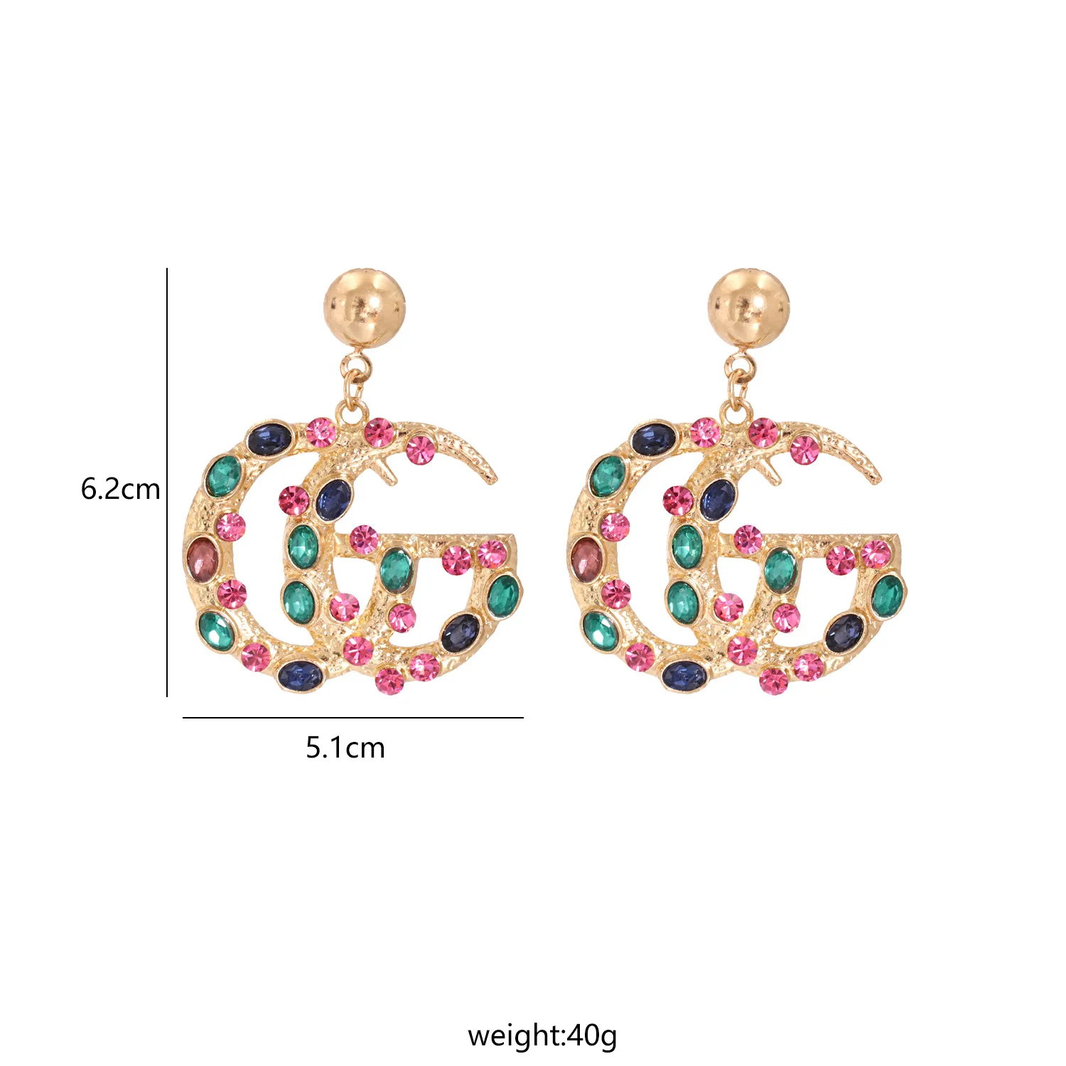 

Letter G Embellished with Crystals Stud Earrings for Women