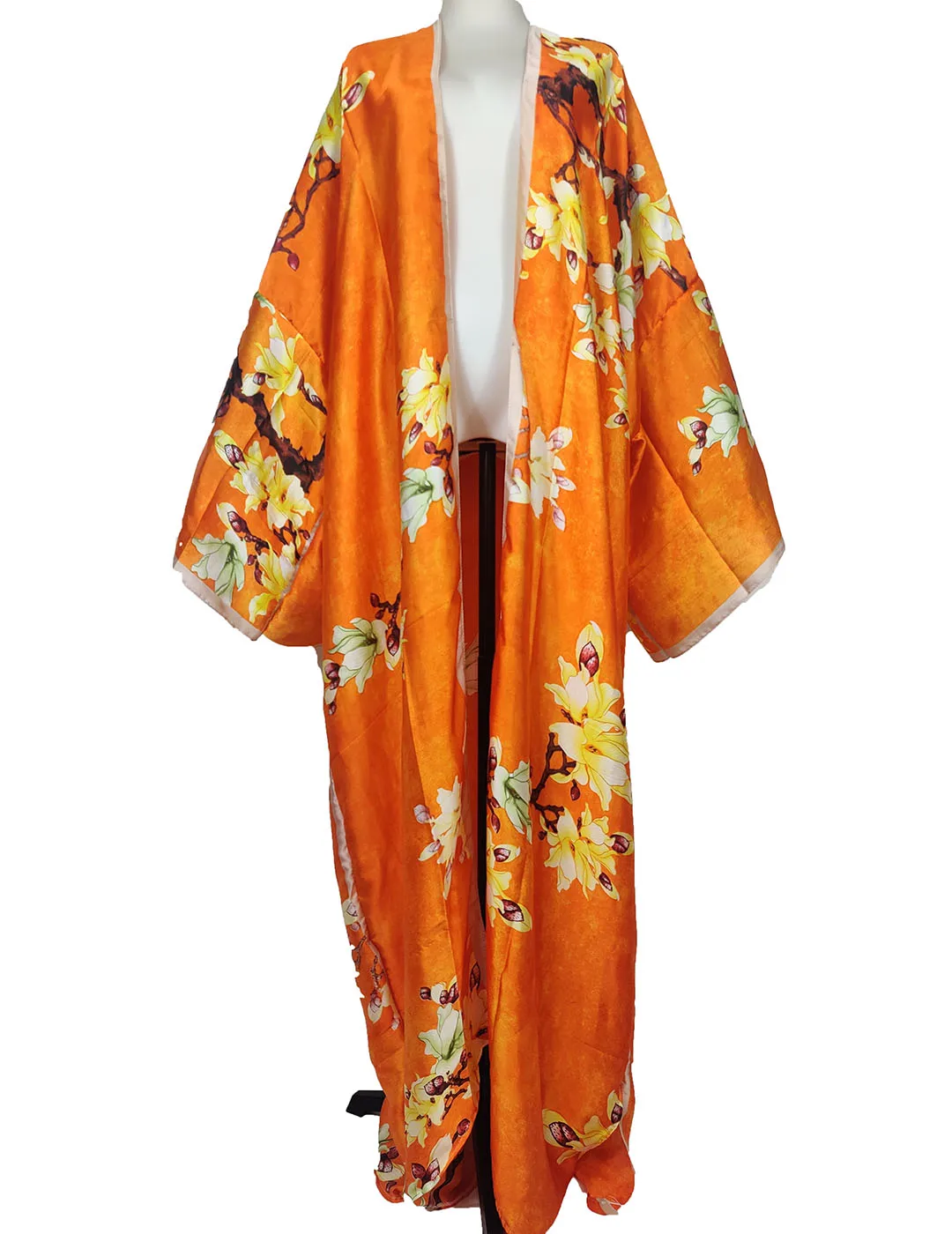 African Dresses For Women New Elegant 2022 Summer Silk Floral Full Length Bohemian Kimonos loose Beach Bikini Cover Up For Women