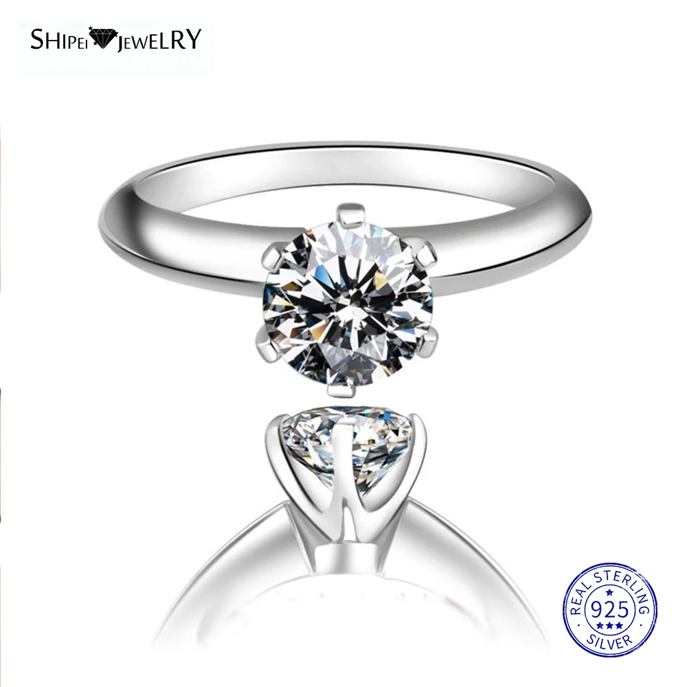 Женское Обручальное кольцо с белым сапфиром 2 карата из серебра 100% пробы|Кольца| |