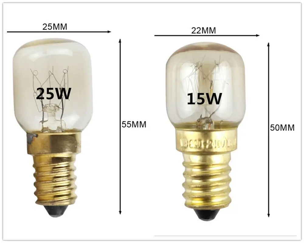 

220v E14 Microwave Oven Bulbs Cooker Lamp Salt Light Bulb 300 Degree High Temperature Resistant 25W 15W