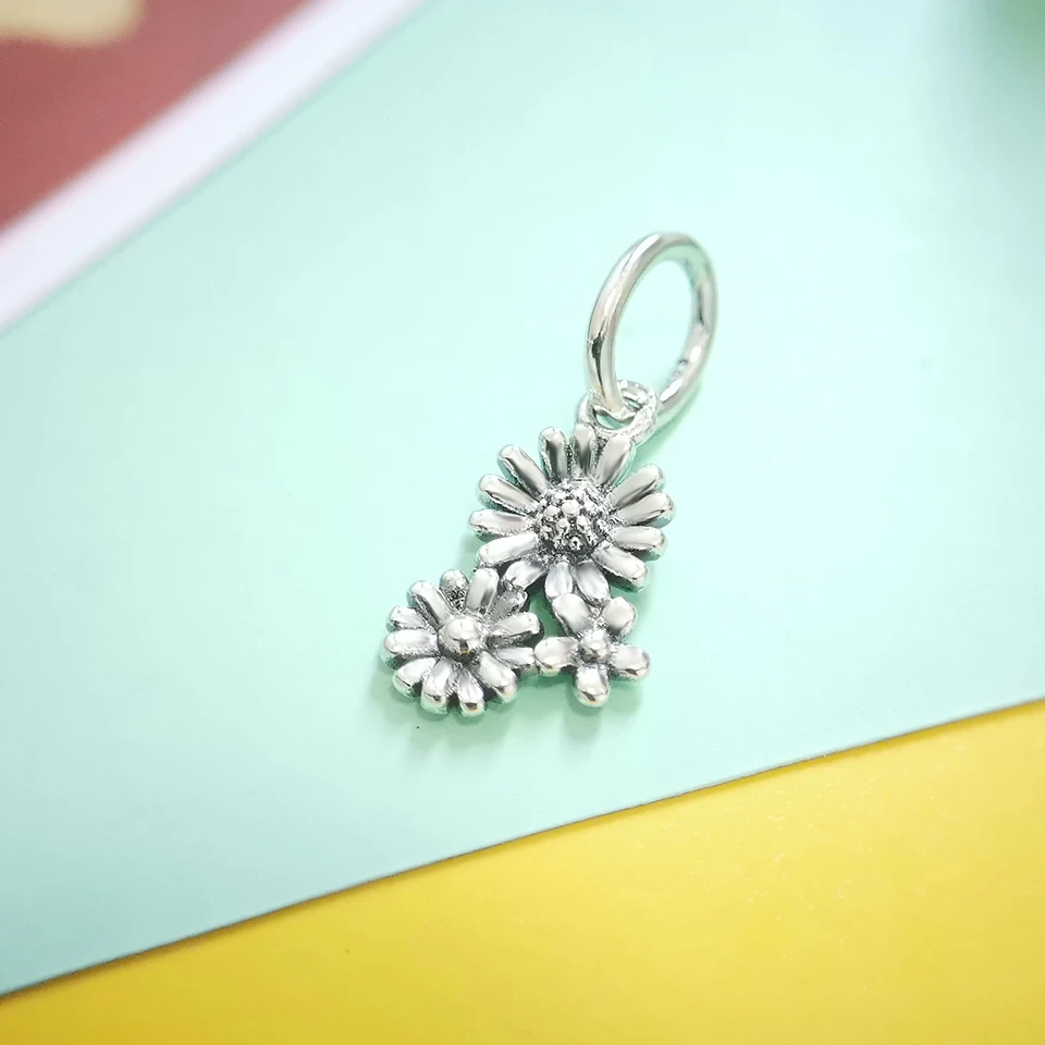 Серебро 925 пробы очаровательные зажимы летняя Маргаритка подходит для