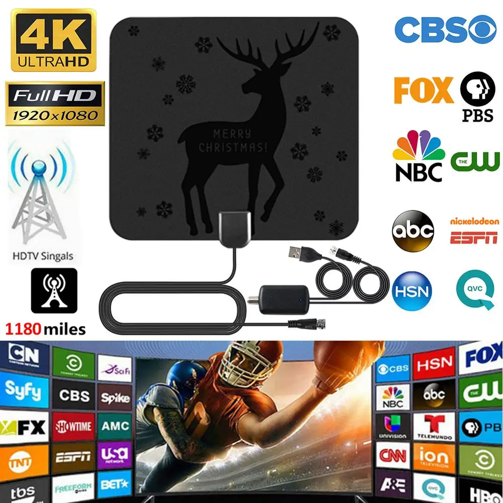 1180 миля антенна ТВ цифровая 4K 1080P Цифровая HDTV сигнал Приемник усилитель 25 dBi