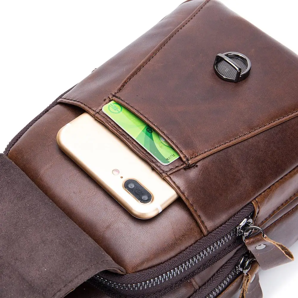 

BULLCAPTAIN Vintage Messenger Bag Men Genuine Leather Cowhide Chest Back Pack Travel Fashion Crossbody Shoulder Bags Sac A Main