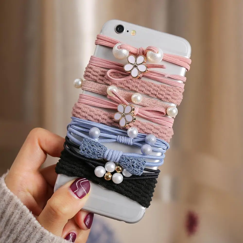 Резинки для волос женские с бантом и жемчугом модные эластичные головные уборы