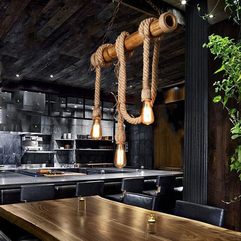 

Rope Chandelier Pendant Light Ceiling Cable Retro Style Loft Chandelier Without Bulb for DIY Home Bedroom Restaurant