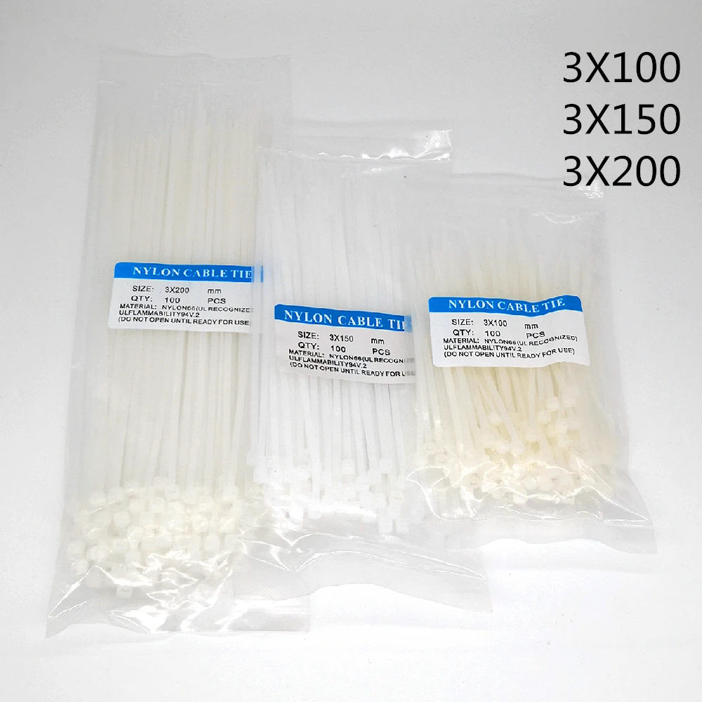 100 шт. самоблокирующиеся пластиковые нейлоновые кабельные стяжки|Изоляционные