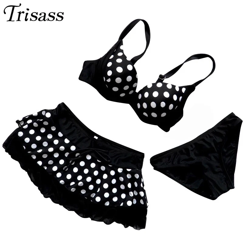 Trisass 2021 Новый Юбка в горошек бикини из трех частей женский купальник размера плюс