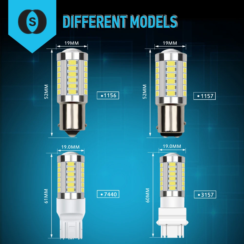 2x7443 T20 w21w светодиодный лампы Canbus без ошибок резервного света 1156 ba15s P21W 3157 3156 фонарь