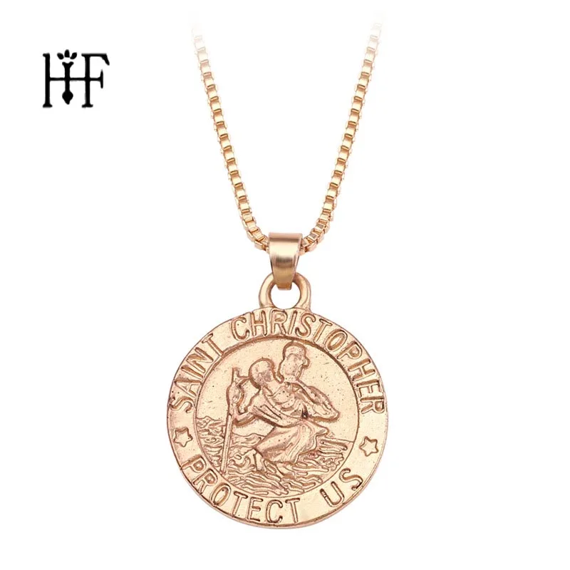 Ожерелье с подвеской в виде амулета изображением Святой Кристофера и защиты США