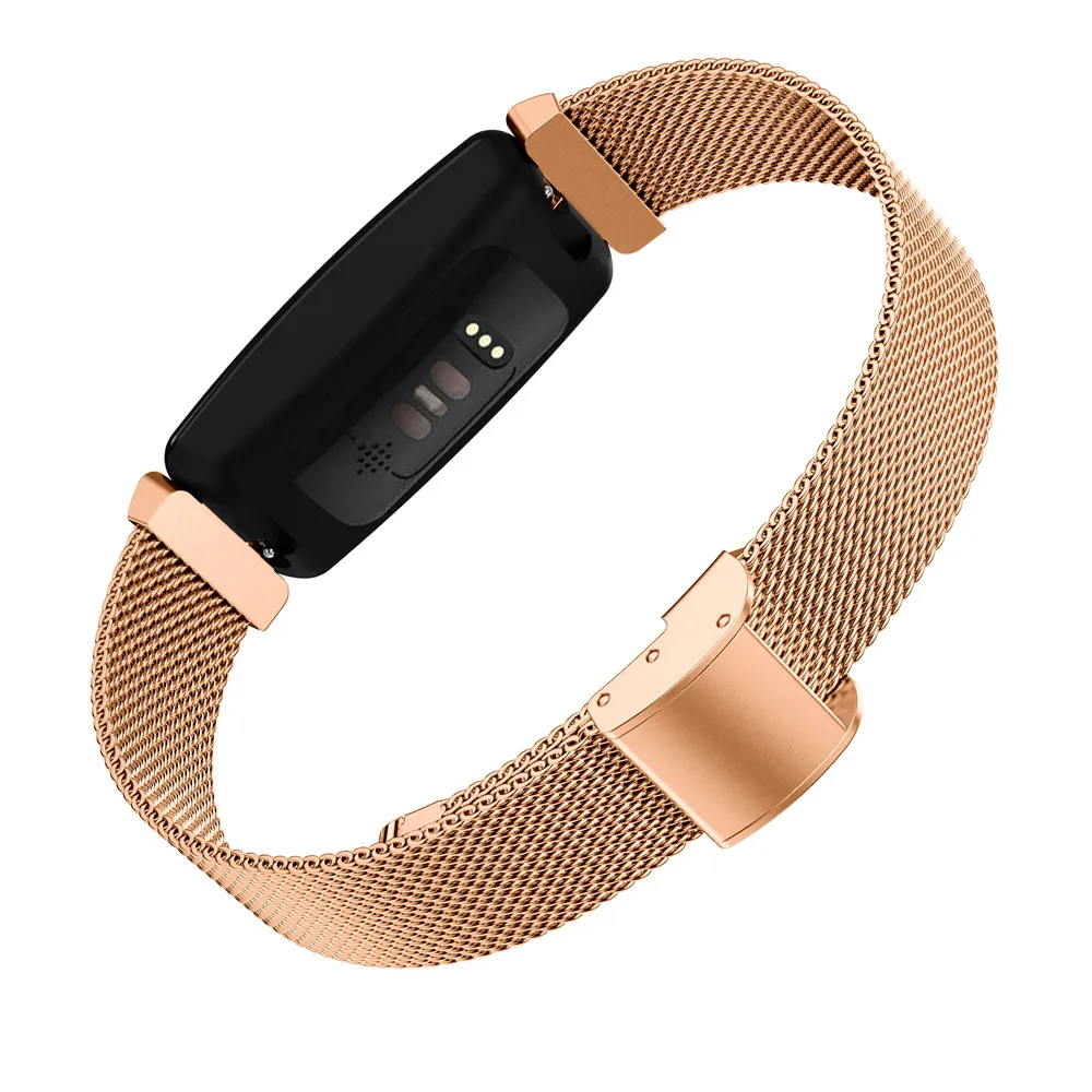 wristband strap for fitbit inspire 2 smartwatch stainless steel mesh band replacement strap with buckle bracelet accessories free global shipping