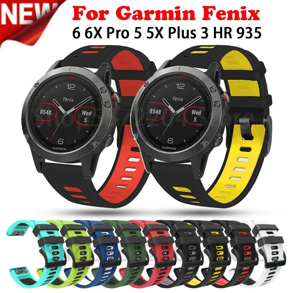 Ремешок силиконовый для Garmin Fenix 5 5X Plus браслет часов 6 6X быстрая замена 22 мм 26