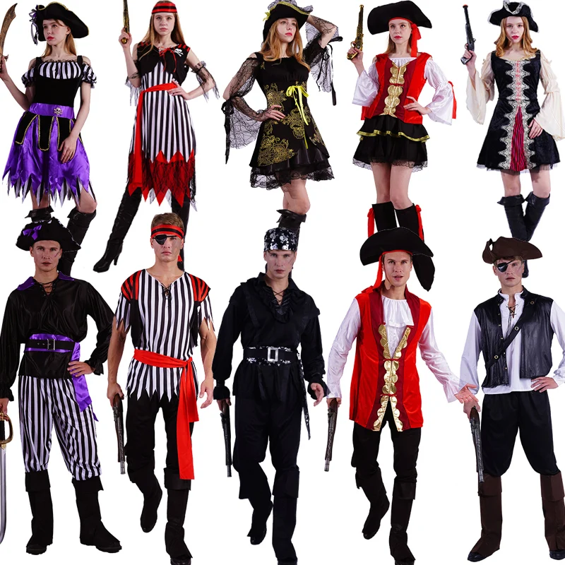 

Adult Couples Pirate Costume Cosplay Party Role Playing Women Men Pirate Clothing for Halloween Costumes