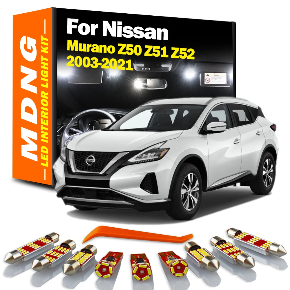 

MDNG Canbus Car LED Interior Map Dome Light Kit For Nissan Murano Z50 Z51 Z52 2003- 2015 2016 2017 2018 2019 2020 2021 No Error