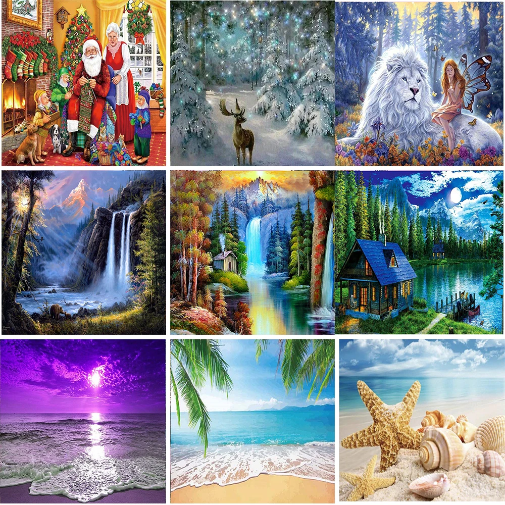 

5D Diy Diamond Painting Cross Stitch Kits Diamond Mosaic Embroidery Landscape Animals 3D Painting Full Round&Square Drill Gifts