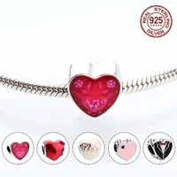 five styles of 100 sterling silver s925 red heart beads which can be used to make diy bracelets and necklaces hole 4mm