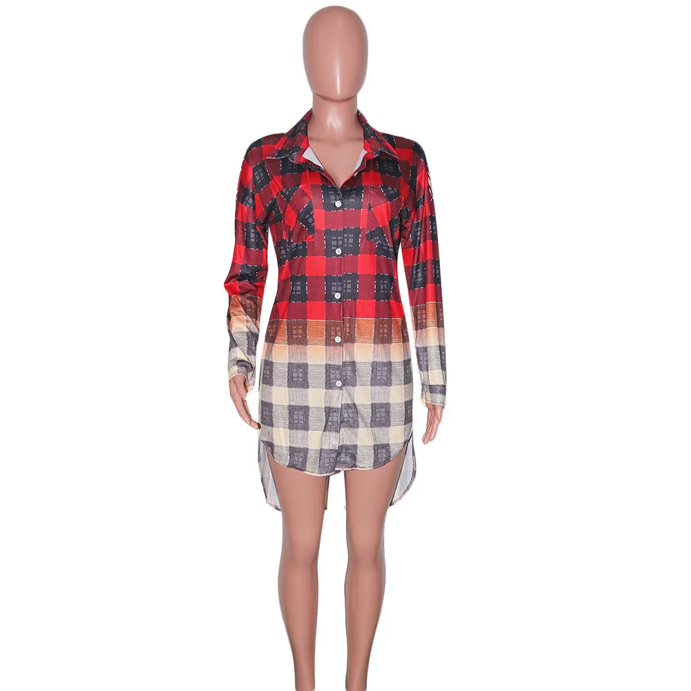 

Autumn Tops Plaid Shirts Women Single Breasted Tartan Shirt Long Sleeve New Fashion Retro Casual Lady Oversized Female Tunics