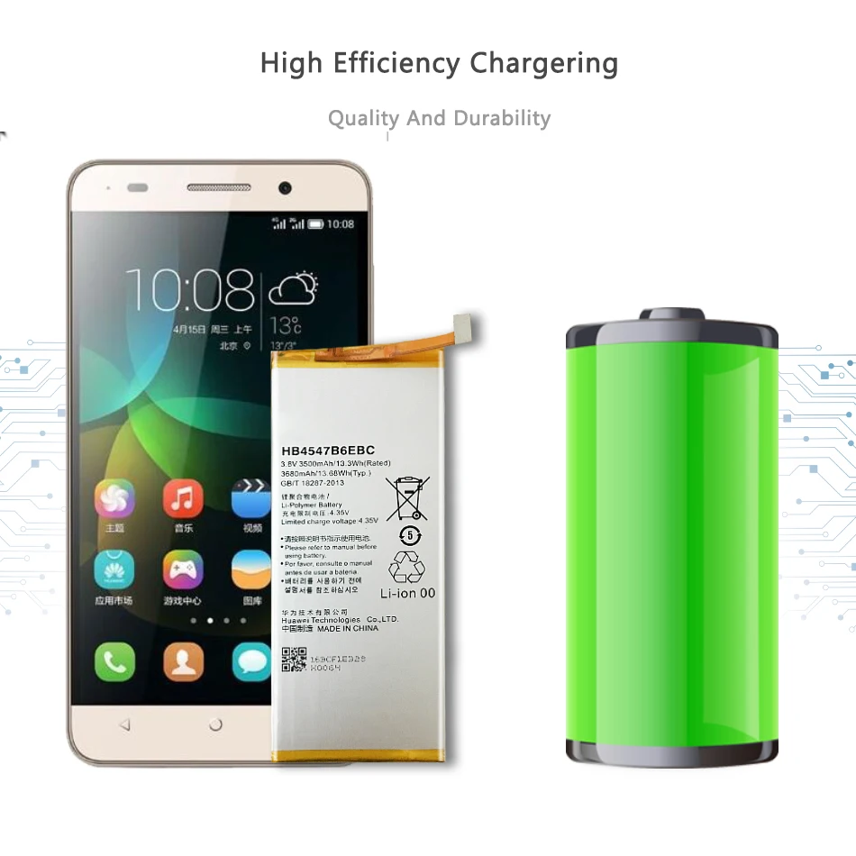 

HB4547B6EBC Replacement Battery For Huawei Honor 6 Plus PE-TL20 PE-TL10 PE-CL00 PE-UL00 3500mAh with Track Code