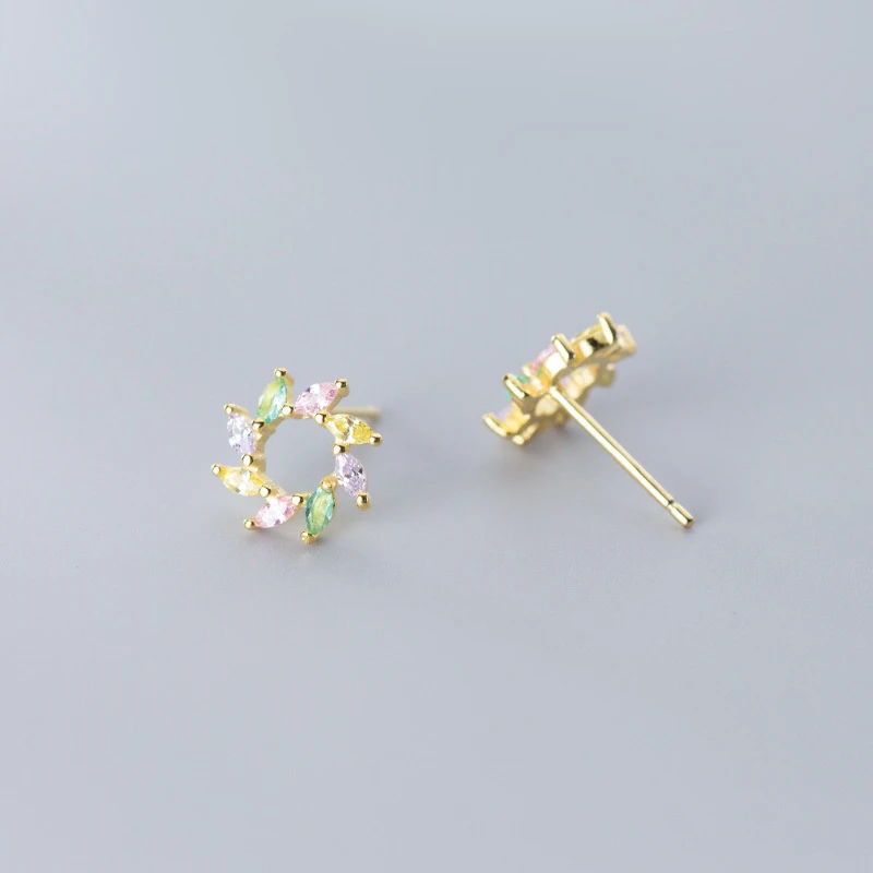 

COLUSIWEI Authentic 925 Sterling Silver Colorful Flower Stud Earrings for Women Shining CZ Ear Pins Fashion Jewelry Accessories