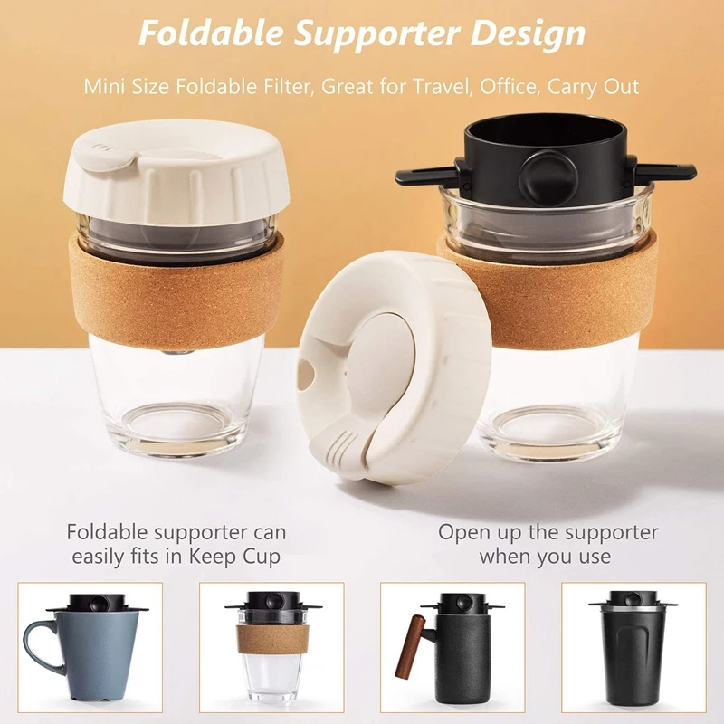 

Pour over Coffee Filter,Portable Reusable Coffee Dripper Cone - Mini Collapsible Paperless Single