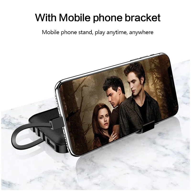 

Power Bank With Three Wires On One, 10000 mAh Matte Texture External Battery Fast Charging, Suitable for All Smart Phones