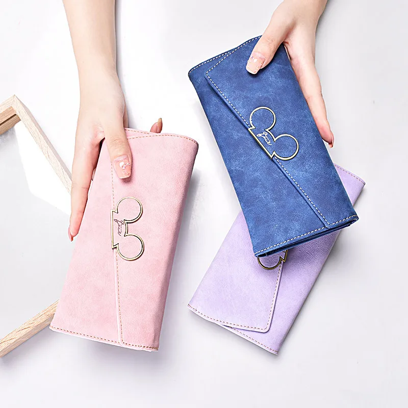 Кошелек женский длинный с мультипликационным рисунком Диснея бумажник простой в