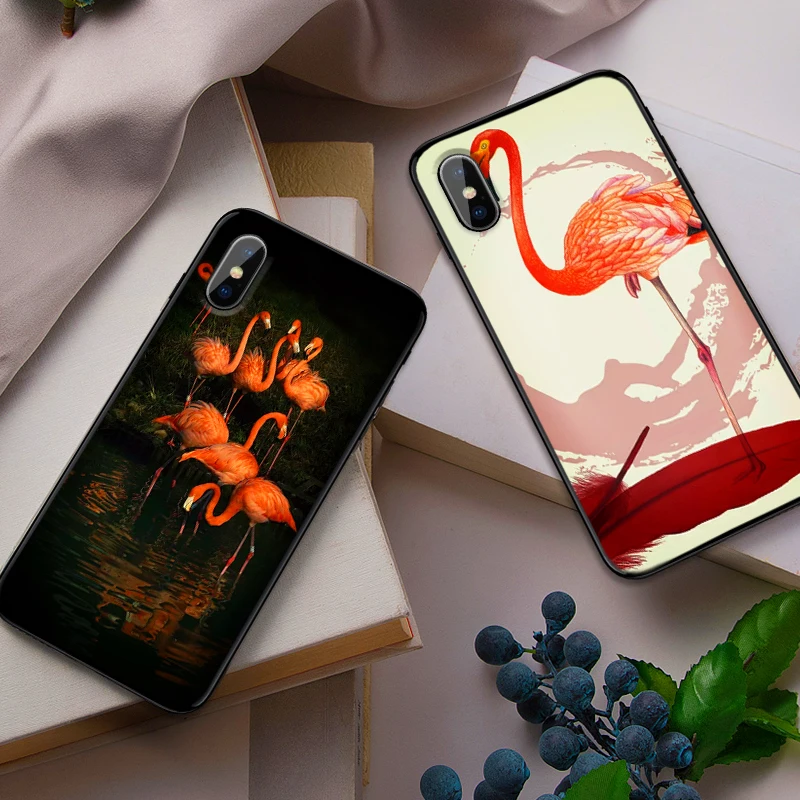 Case For iPhone 6 6S plus Luxury Black 5 5S SE 7 8 Plus X XS Max XR Cover Retro flamingo tropical | Мобильные телефоны и