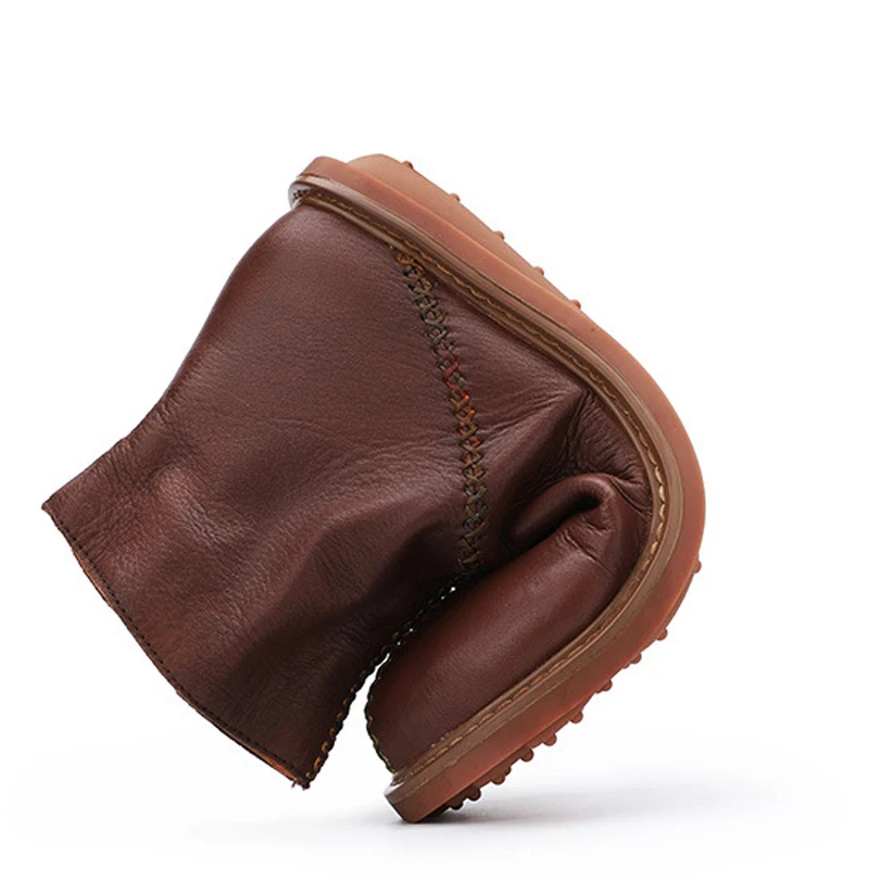 Женские ботинки из натуральной кожи коричневые на молнии с внутренней подошвой в