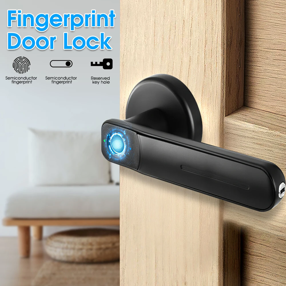

2021 NEW Electronic Smart Lock Dual Mode USB Rechargeable Fingerprint Door Lock Security Biometric Handle Lock for Apartment