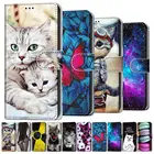 Patterned Flip Leather Wallet Case For Redmi Note 9 Pro 8T 8 7 Pro Redmi 9C 9A 9 8 7 Cat Lion Butterfly Girls Cute Cover DP08F