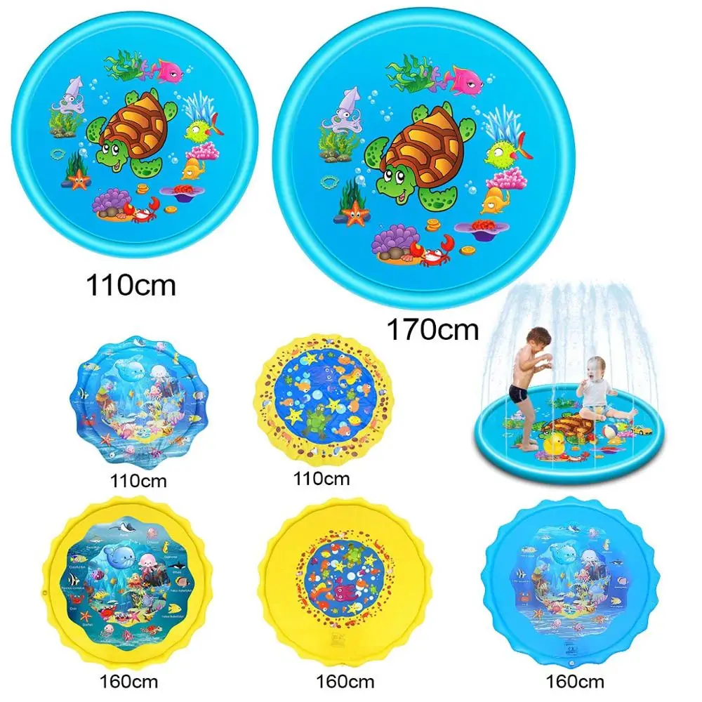 

110-170cm Kids Inflatable Water spray pad Round Water Splash Play Pool Playing Sprinkler Mat Yard Outdoor Fun PVC Swimming Pools