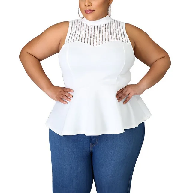 Размера плюс блузка для женщин 4XL 5XL 2021 летние однотонные белые платья на бретелях