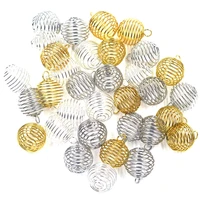 10pcs pendants beads cage lantern spring spiral elasticity alloy silver gold color for charms necklaces jewelry diy finding 20mm