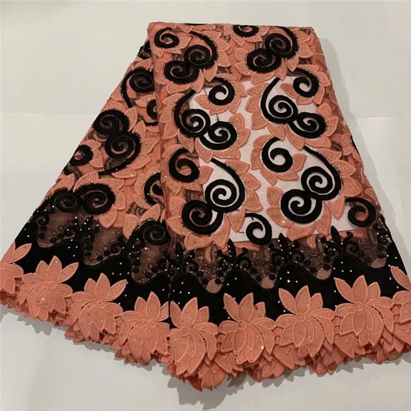 

5yards stones embroidery the latest stones net tulle lace fabric beautiful mesh lace for wedding or party dress DFJU292