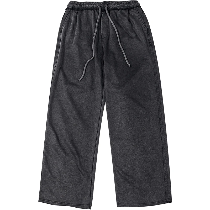 

Old School Track Pants Mens Sweatpants Elasticated-waist Baggy Straight Wide-Leg Trousers Men Washed Cotton Pant