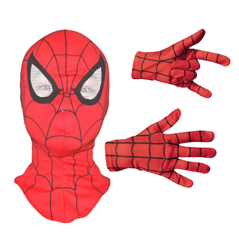 Anime Marvel Spiderman Costume Mask 3D Masks Gloves Superhero Cosplay Costume Mask Superhero Halloween Props Kids Toys