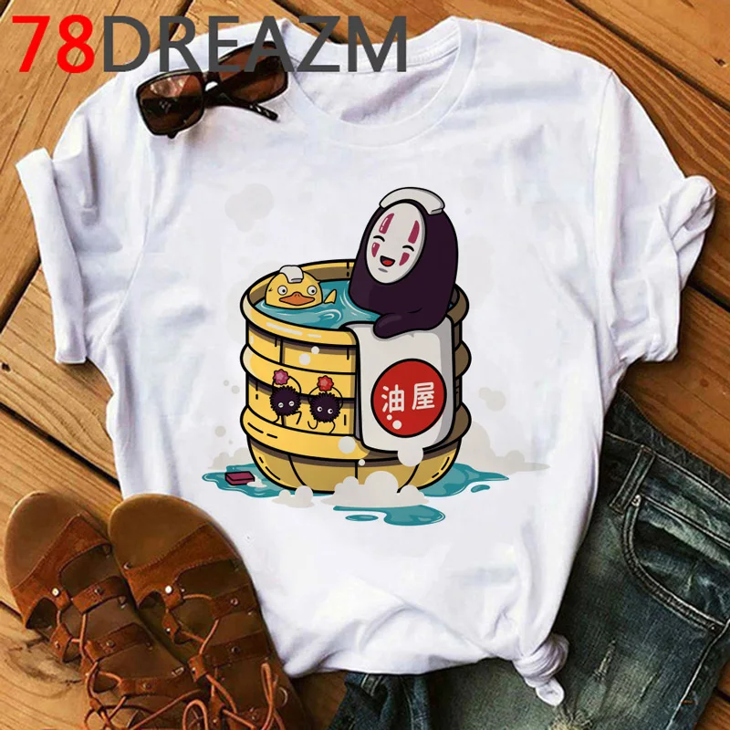 Kawaii Spirited Away футболка Женская Harajuku рубашка гранж эстетика нет лица Милая