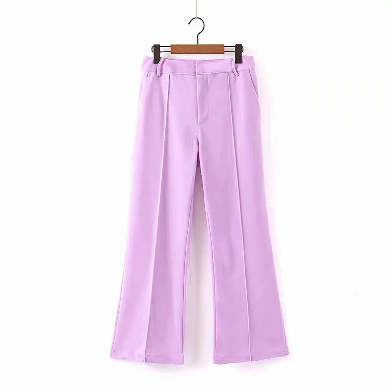 

HStar Women Chic Yellow Blazer Double Breasted Office Wear Jacket Female Casual Outerwear Tops Purple Blazer